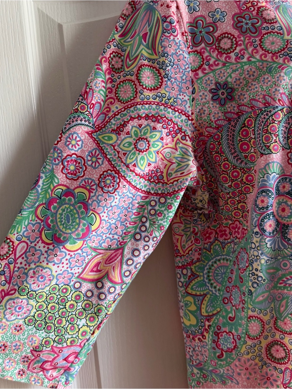 Talbots Bateau Neck Dreamy Paisley 3/4 Sleeve Cotton Tee - Picture 4 of 7